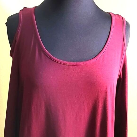 MUDD Cold-Shoulder Dress, Maroon, Size Large - Picture 3 of 6